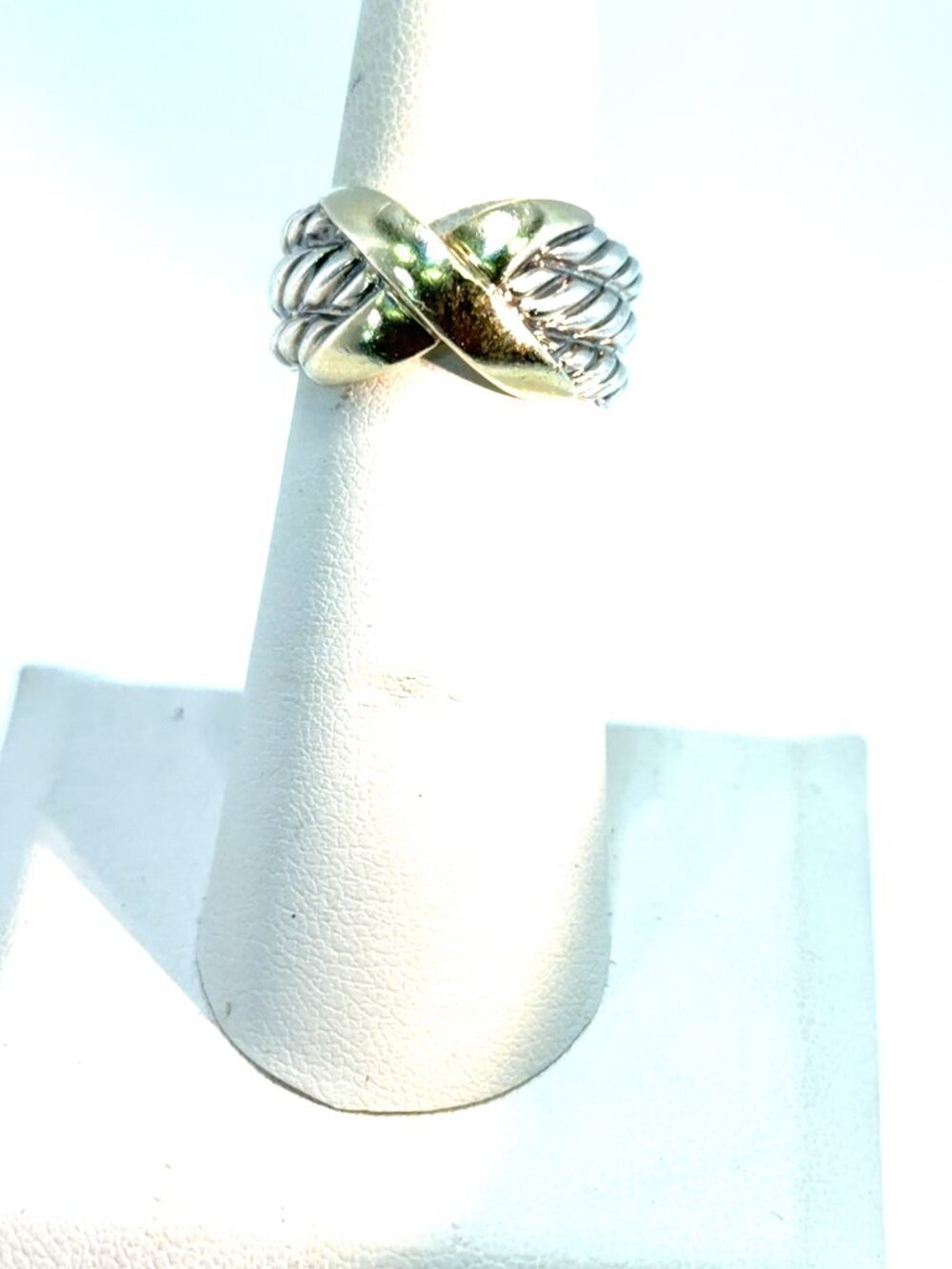 Silver and 14kt yellow gold ring